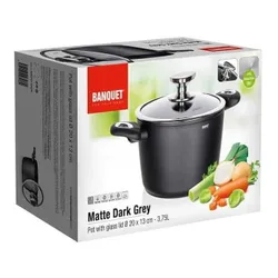 Garnek matte grey 20 cm do gotowania POKRYWKA 3,3 L na prezent kuchni obiad