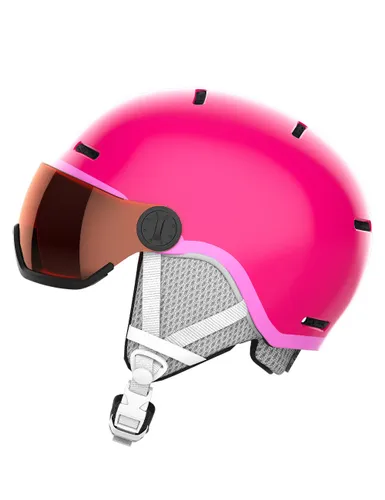 Kask narciarski dziecięcy SALOMON GROM VISOR pink z WBUDOWANA SZYBĄ - KAT. S2 - Rozmiar - M