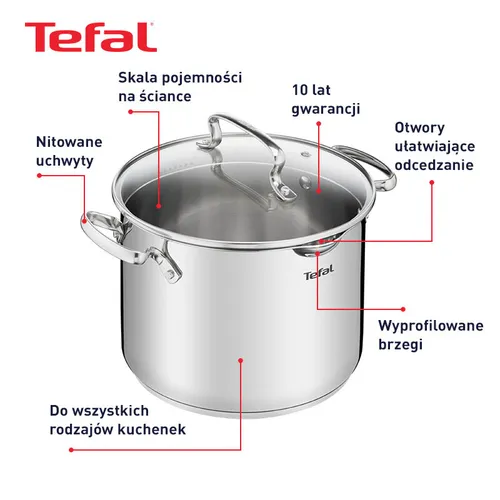 Zestaw garnków TEFAL Duetto+ G719S674 16 cm/20 cm/24 cm (6 elementów) Stal nierdzewna 18/10 Możliwość mycia w zmywarce