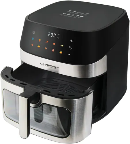 Air Fryer Frytkownica beztłuszczowa ESPERANZA Patate Al Forno 8l z 10 automatycznymi programami i okienkiem do obserwacji postępów gotowania