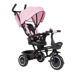 Rowerek trójkołowy z daszkiem FUNFIT 3w1 pchacz Zippy +dzwonek różowy
