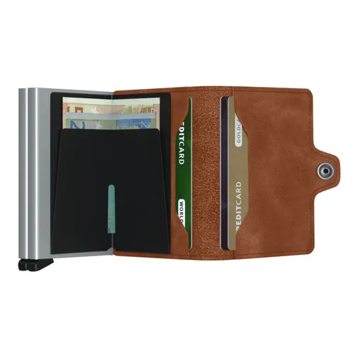 Çift Cüzdan RFID Gizli Twinwallet Vintage-Konyak / Gümüş