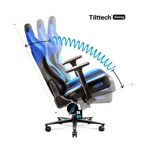 Fotel Diablo Chairs X-Player 2.0 Normal Size Gamingowy do 160kg Skóra ECO Tkanina Czarno-niebieski