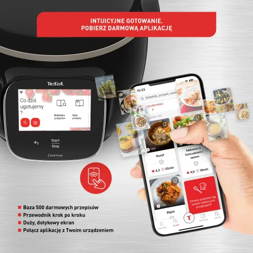 Multicooker Tefal Cook4me Touch Wi-Fi CY9128 1600W 6l Kosz do gotowania na parze + XA6078