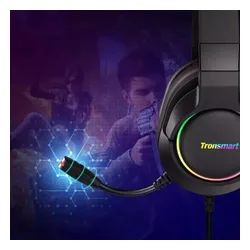 Oyuncular için Mikrofon ve Uzaktan Kumandalı Tronsmart Sparkle RGB Kablolu USB Kulaklıklar Siyah (467600)