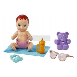 Lalka Barbie Skipper z wózkiem i bobasem GXT34