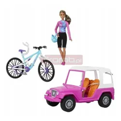LALKA BARBIE MADE TO MOVE + AUTO JEEP + ROWER GÓRSKI duży zestaw do zabawy HKB06