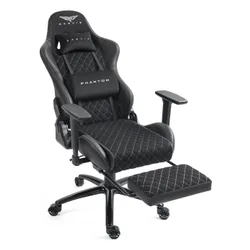 Fotel GAMVIS Phantom Large Czarny (białe elementy) + podnóżek