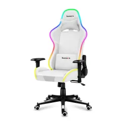 Fotel Huzaro Force 6.2 RGB LED Gamingowy do 130kg Tkanina Biały