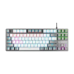 Klawiatura gamingowa Rampage Snug KRGD Red Switch przewodowa mechaniczna podświetlana biało-szara