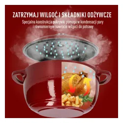 BROWIN Bordowy 4 l - garnek żeliwny emaliowany