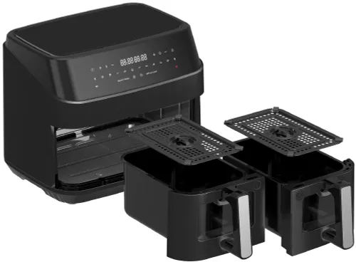 Air Fryer Frytkownica beztłuszczowa TURBOTRONIC TT-DAF6W Czarny 9l z podwójnym koszem