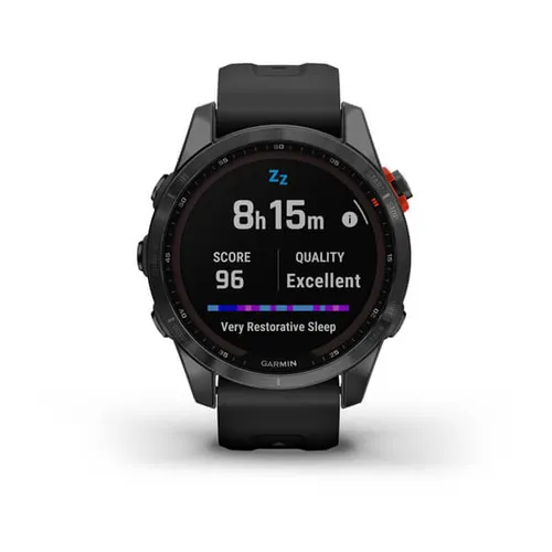 Смарт-часы Garmin FENIX 7S Solar серый с черным силиконовым ремешком (010-02539-13)