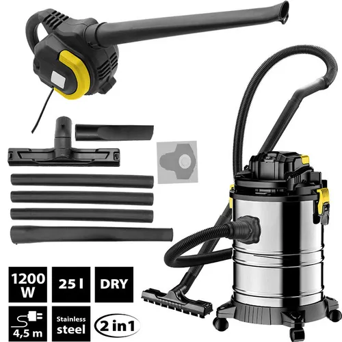Odkurzacz Garażowy 1200W 25L Sucho Mokro Funkcja Nadmuchu Pył DREL