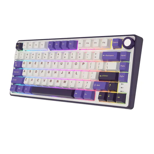 Klawiatura mechaniczna Royal Kludge RK-R75 Blackberry Mousse Brown Switch Biało-Fioletowy