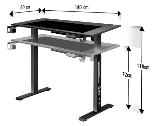 Biurko Cobra Electra CRF14ELBK 140cm Regulacja wysokości Czarny