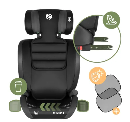 Fotelik samochodowy TULANO Joy 25 I-Size 100-150 cm (15-36 kg) Czarny