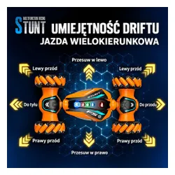 Samochód zdalnie sterowany rc ręką gesty ledy dym auto 4x4 stunt car 360°