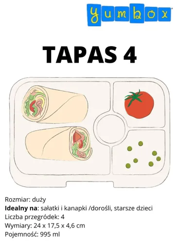 XL Yumbox Tapas Okul Kahvaltısı 4 bölümler-ıbiza mor / groovy