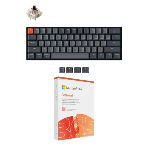 Klawiatura KEYCHRON K12-G3 Wireless Gateron G Pro Brown Czarny + Program MICROSOFT 365 Personal
