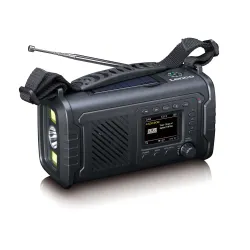 Radioodbiornik Lenco PDR-055BK Na korbkę, Solarne, Latarka, Powerbank, Radio FM DAB+ Czarny