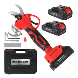 Ogrodowy sekator akumulatorowy elektryczny do gałęzi 2 akumulatory czerwony