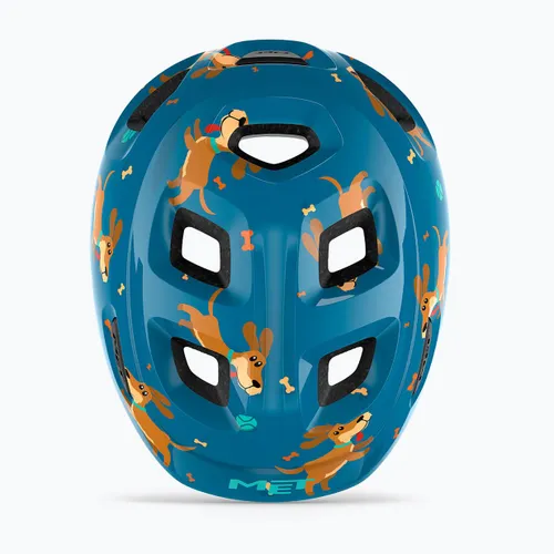 Kask rowerowy dziecięcy MET Hooray blue teckel glossy