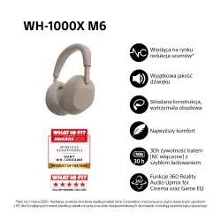 Słuchawki bezprzewodowe Sony WH-1000XM6 ANC Nauszne Bluetooth 5.3 Piaskowy
