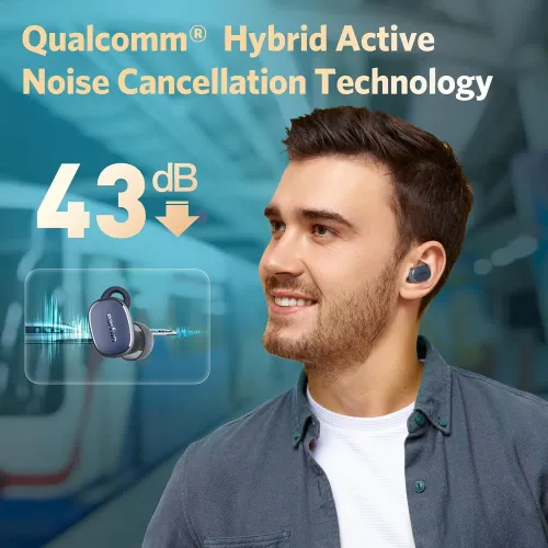 Słuchawki bezprzewodowe Earfun Free Pro 3 ANC Dokanałowe Bluetooth 5.3 Niebieski