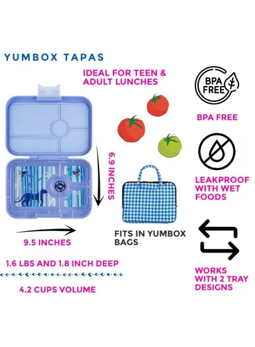 Lunchbox pojemnik na śniadanie XL Yumbox Tapas 4 - hazy blue / panther