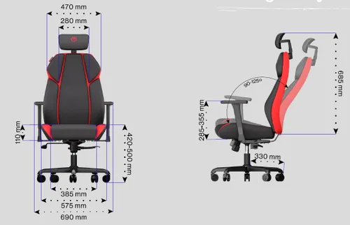 Fotel Endorfy Meta Gamingowy do 120kg Skóra ECO Tkanina Czerwony