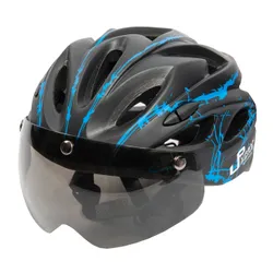 Kask rowerowy URBAN PRIME UP-HLM-EBK-BB Czarno-niebieski MTB (rozmiar L) + Magnetyczne okulary przeciwsłoneczne