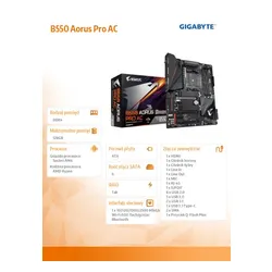 Gigabyte Płyta główna B550 AORUS PRO AC AM4 4DDR4 HDMI M.2 ATX