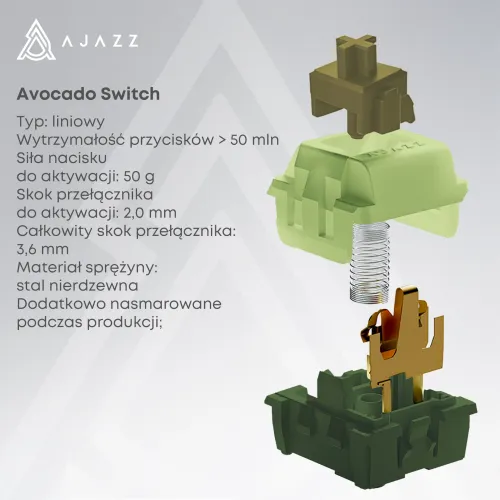 Klawiatura mechaniczna Ajazz AK820 MAX Plus Avocado Switch Pomarańczowy
