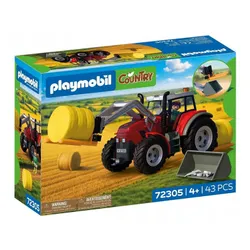 Duży traktor z belami siana