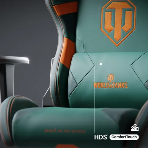 Fotel Diablo Chairs X-One 2.0 World of Tanks Gamingowy do 160kg Skóra ECO Tkanina Zielono-pomarańczowy