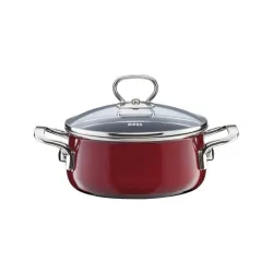 RIESS Nouvelle Rosso 1 l - garnek emaliowany z pokrywką