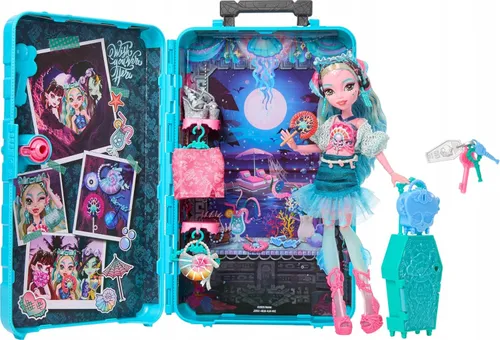 LALKA MONSTER HIGH STRASZYSEKRETY S7 Lagoona Blue wakacje zestaw z walizką