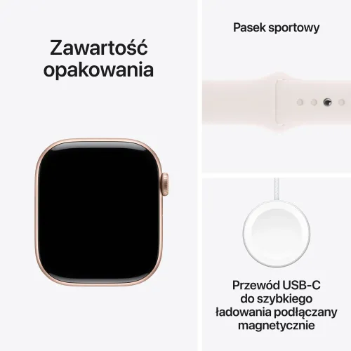 Apple Watch Series 10 GPS 42mm aluminium różowe złoto pasek sportowy w kolorze łagodnego różu M/L