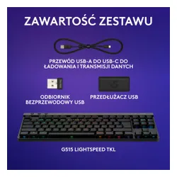 Klawiatura mechaniczna Logitech G515 LIGHTSPEED TKL Czarny