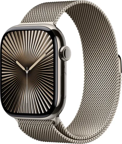 Apple Watch Series 10 GPS + Cellular koperta 46mm tytan naturalny bransoleta mediolańska naturalna M/L