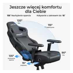 Fotel Anda Seat Kaiser 4 V2 XL Gamingowy do 150kg Tkanina Czarny