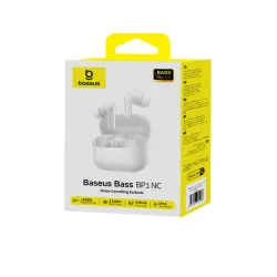 Słuchawki bezprzewodowe Baseus Bass BP1 NC Doknałowe Bluetooth 6.0 Biały