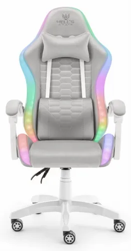 Fotel HELL'S CHAIR HC-1000 LED RGB Szaro-biały