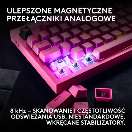 Klawiatura magnetyczna Logitech G Pro X2 TKL Rapid Różowy