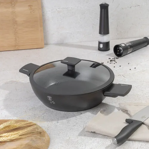 Płaski Garnek Tytanowy Z Pokrywą 30Cm Berlinger Haus Bh-8129 Antracit