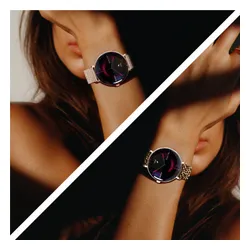 Smartwatch FOREVER SB-370 Lucca Różowe złoto + Pasek w panterkę