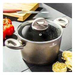Garnek aluminiowy z pokrywką VALDINOX AURUM CIEMNOBRĄZOWY 3,2 l