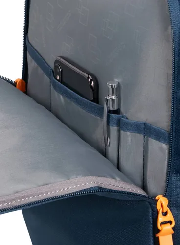 Рюкзак American Tourister Take2Cabin M - темно-синий / лучисто-оранжевый