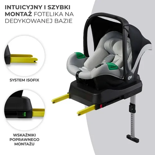 Fotelik samochodowy KINDERKRAFT Mink Pro I-Size z bazą 40-75 cm (0-13 kg) Szary